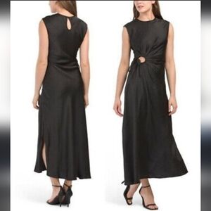 NWT House of Harlow 1960 Ruched Circle Side Cut-out Satin Slip Maxi Dress
